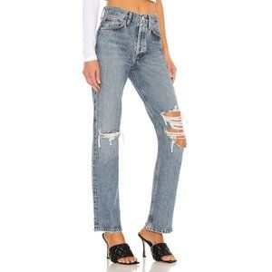AGOLDE Lana Jean  Backdrop Blue Straight Leg Distressed Jeans 27 Aritzia